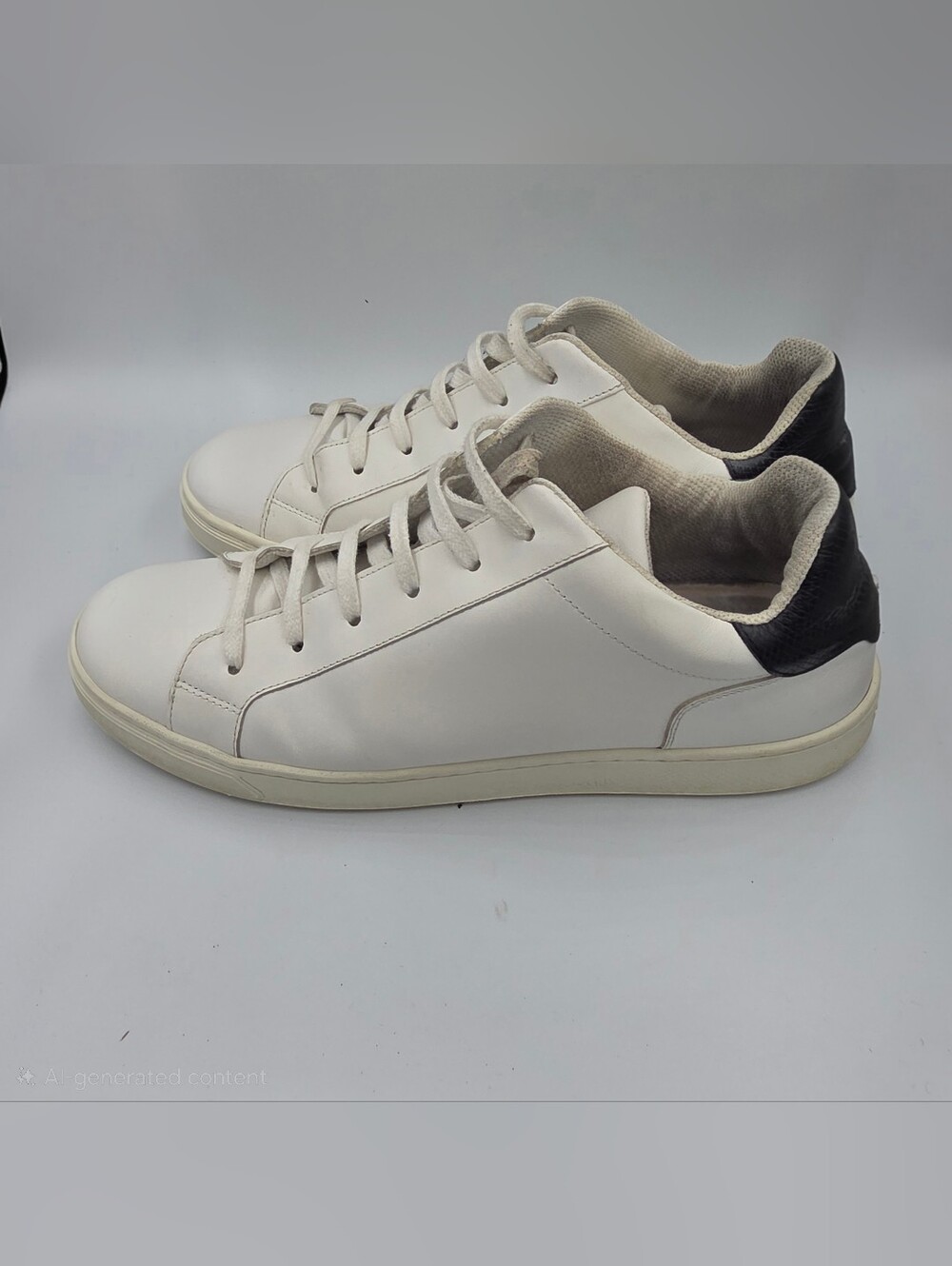 Longchamp White Leather Lace-Up Sneakers with Black Heel